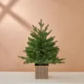 Mini albero di Natale verde in un vaso quadrato a strisce oro e nere - 60CM Stile Verde
