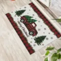 Christmas doormat featuring red buffalo plaid truck design and Merry Christmas text - Red Plaid Truck Style (CHDT-2024-01258) / 50*80cm
