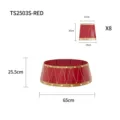 Red circus-themed metal Christmas tree collar with gold star details and dimensions. - Christmas Drum (Red Medium) / 8 Pieces/Pack (Base Diameter 65cm) / Red Drum Style (Medium)