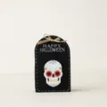 Bolsa de regalo Halloween en fieltro negro con calavera y texto Happy Halloween - S / Calavera negra