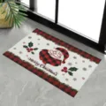 Red buffalo plaid Christmas doormat with Santa Claus and Merry Christmas text - Santa Claus Style (CHDT-2024-01260) / 50*80cm