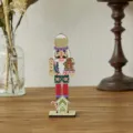 Wooden nutcracker soldier ornament with festive gingerbread man and candy cane designs - KING Style