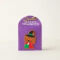 Bolsa de fieltro morada para dulces de Halloween con calabaza y texto Happy Halloween - L / Púrpura Calabaza