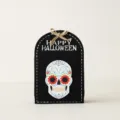 Bolsa de regalo de Halloween de fieltro con calavera y texto Happy Halloween negro - L / Calavera negra