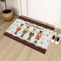Christmas Nutcracker doormat with red buffalo plaid border and non-slip backing design - Nutcracker Style (CHDT-2024-01262)