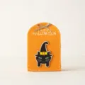 Lindo saco de regalo de fieltro naranja para Halloween con diseño de gato negro y bruja - L / Gato Negro Naranja
