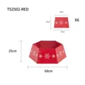 Red hexagonal metal Christmas tree collar with snowflake patterns and 68cm base width - Metal Snowflake Style (Red) / 6 Pieces/Pack (Base Diameter 68cm) / Red
