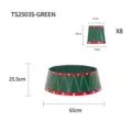 Durable green circus drum style Christmas tree collar with red stars, 8-piece folding set - Christmas Drum (Green Medium) / 8 Pieces/Pack (Base Diameter 65cm) / Green Drum Style (Medium)