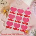 Detail showing 233x238mm sheet of pink heart-shaped lollipop decorative paper cards - Heart Style 1 / 9 Pieces Set