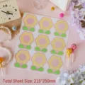 Detailed view of flower lollipop paper cards with sheet size 215x250mm dimensions - Small Flower Style 1 / 9 Pieces Set