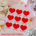 Close-up detail of heart-shaped lollipop greeting cards with inspirational text and size info - Heart Style 2 / 9 Pieces Set