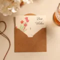 Juego de tarjetas de felicitación vintage de papel kraft con sobre y diseño floral - Cundeamor