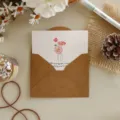 Tarjeta de felicitación vintage de papel kraft con diseño floral de amapola y sobre Kraft - Amapola de Islandia / Tarjeta de felicitación con sobre