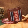Bolso bandolera bohemio vintage con estampados étnicos y correa ancha tejida - Estilo 16 (PG5070)