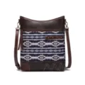 Vintage Bohemian Aztec print crossbody bag with decorative tassel on white background. - Aztec Geometric Print (PG5110 Graph 8)
