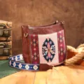 Bolso Bandolera Boho Vintage Western con Correa Bordada de Patrones Geométricos - Estilo 14 (PG5070)