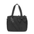 Bolso tote acolchado negro con lazo grande y correa ajustable - Negro