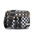 Bolso shell de tela Oxford con diseño de cuadros blancos y negros y correa ancha - Estilo en Forma de Concha (MG6003-1) / Cuadros Blanco y Negro