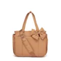 Bolso tote de nailon acolchado con lazo grande y correa ajustable para el hombro en marrón - Marrón