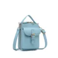 Elegante bolso bandolera azul claro de cuero granulado con correa ajustable - Con Hebilla (J658) / Azul claro