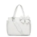 Borsa a tracolla trapuntata bianca elegante con fiocco e tracolla regolabile per viaggi - grigio-bianco