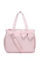 Borsa a tracolla trapuntata rosa alla moda con fiocco decorativo e tracolla regolabile - Rosa chiaro