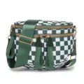 Elegante bolso bandolera de tela Oxford de cuadros verdes y blancos con cremallera - Estilo en Forma de Concha (MG6003-1) / Cuadros Verdes