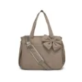Borsa tote imbottita kaki leggera con un grande fiocco decorativo e tracolla regolabile - Kaki