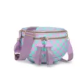 Bolso de concha Oxford a cuadros morados y verdes con una correa ajustable - Estilo en Forma de Concha (MG6003-1) / Cuadrícula Púrpura y Azul
