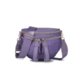 Elegante bolso bandolera de tela Oxford morado con correa ancha ajustable - Estilo en Forma de Concha (MG6003-1) / Púrpura Nube