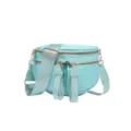 Bolso bandolera de tela Oxford azul claro impermeable con correa ajustable y cremalleras doradas - Estilo en Forma de Concha (MG6003-1) / Azul Hielo