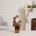 Braune karierte Weihnachtsmannpuppe als festliche Dekoration für das Zuhause zu Weihnachten - 30cm