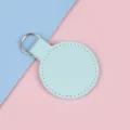 Porte-clés créatif rond en similicuir bleu clair avec anneau métallique argenté - Vert Haricot