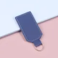 Minimalistischer dunkelblauer PU-Leder Schlüsselanhänger mit weißer Naht und Silberring - Dunkelblau