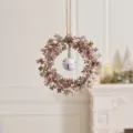 Festlicher Mini-Weihnachtskranz aus Filz mit weißem Glockenanhänger für die Hausdekoration - Brauner Glockenstil / Klein (10cm) / Hellbraun