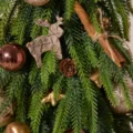 Miniature Norfolk pine Christmas tree with rustic wooden reindeer and cinnamon ornaments - Gold Accessory Pack (Without Tree)