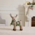 Cute plush reindeer standing figurine with green scarf for Christmas gift decoration - Four-Legged Reindeer / 26*13*36cm / Mallow Green