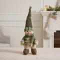 Clover green clover plush snowman doll standing on skis Christmas holiday decoration - Skiing Snowman (Pointed Hat) / Mallow Green