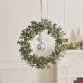 Dekorative Mini-Weihnachtskranz aus grünem Filz mit hängenden weißen Glocken - Grün Glocke Modell / Mittlere Größe (20cm) / Graugrün