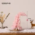 Charming 45cm pink crooked mini Christmas tree with ornament and rustic burlap base - 45cm Height (S2501P-45) / Macaron Pink
