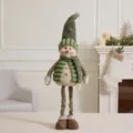 Standing retractable snowman plush in clover green with tall hat for Christmas decor - Medium Telescopic Snowman (Pointed Hat) / Mallow Green