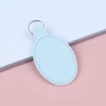 Οβάλ ανοιχτό μπλε δερμάτινο μπρελόκ DIY από PU με μεταλλικό κρίκο για δώρα - Πάγος Μπλε