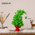 45cm mini green crooked neck Christmas tree ornament with red base for holiday decor - 45cm Height (S2502G-45) / Apple Green