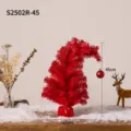 Vibrant red crooked neck miniature Christmas tree with 45cm height and hanging ornament - 45cm Height (S2502R-45) / Original Red
