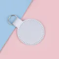 Porte-clés rond créatif en cuir blanc texturé vierge avec anneau pour cadeaux DIY - Blanc Perlé