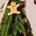 Petit sapin de Noël en PE avec décoration bonhomme de pain d'épices et DIY - Pack d'Accessoires Or (Sans Sapin)