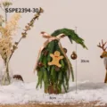 Mini sapin de Noël PE 30 cm avec bonhomme de pain d'épices et pommes de pin décoratives - Style Ensemble Doré Petit / 30cm