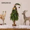 Sapin de Noël PE 60cm à sommet courbé décoration DIY de bureau avec pain d'épices - Style Ensemble Doré Grand / 60CM