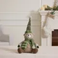 Adorable Christmas plush bear figurine with green hat and vest for festive holiday decor - Sitting Christmas Bear / 26*18*50cm / Mallow Green