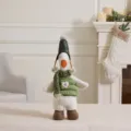 Cute white Christmas plush goose wearing a green knit hat and scarf holiday decor - Short-Legged Christmas Duck (Round Hat) / Mallow Green
